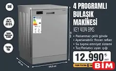 KEYSMART 4 PROGRAMLI BULAŞIK MAKİNESİ KEY 4014 BMS